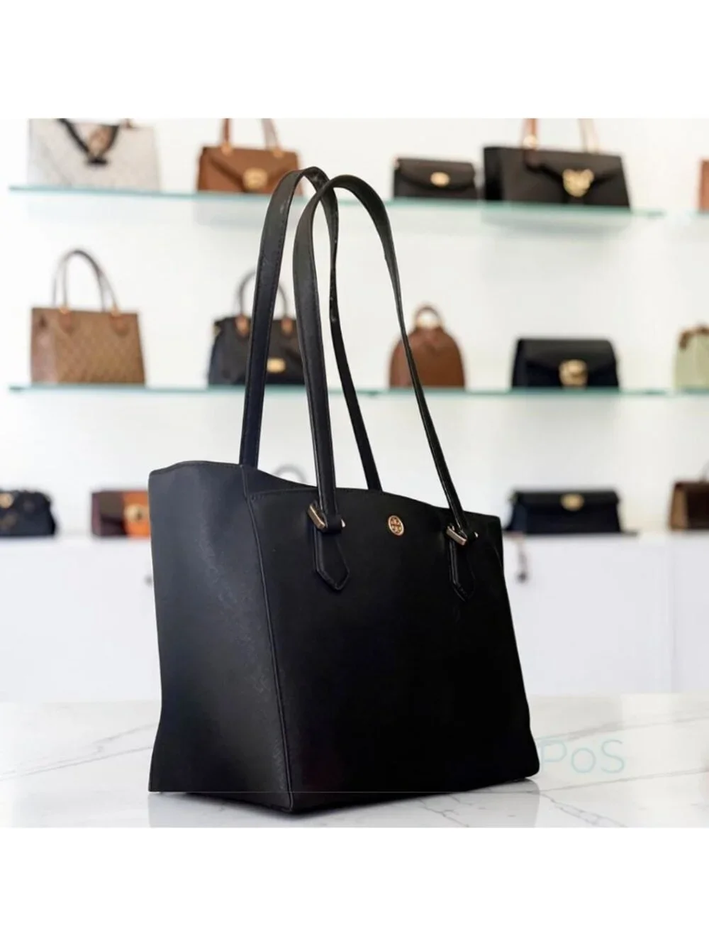 Tory Burch Black Stefano Leather Robinson Shoulder Bag